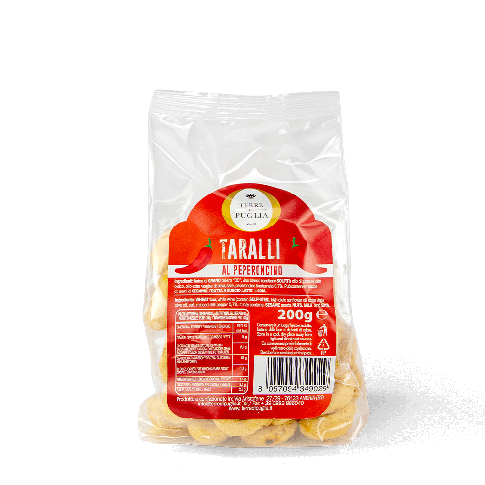 Terre di Puglia Tradizione gusto peperoncino taralli 200g