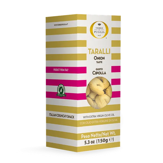 Terre di Puglia Taralli Gourmet cipolla box taralli 150g