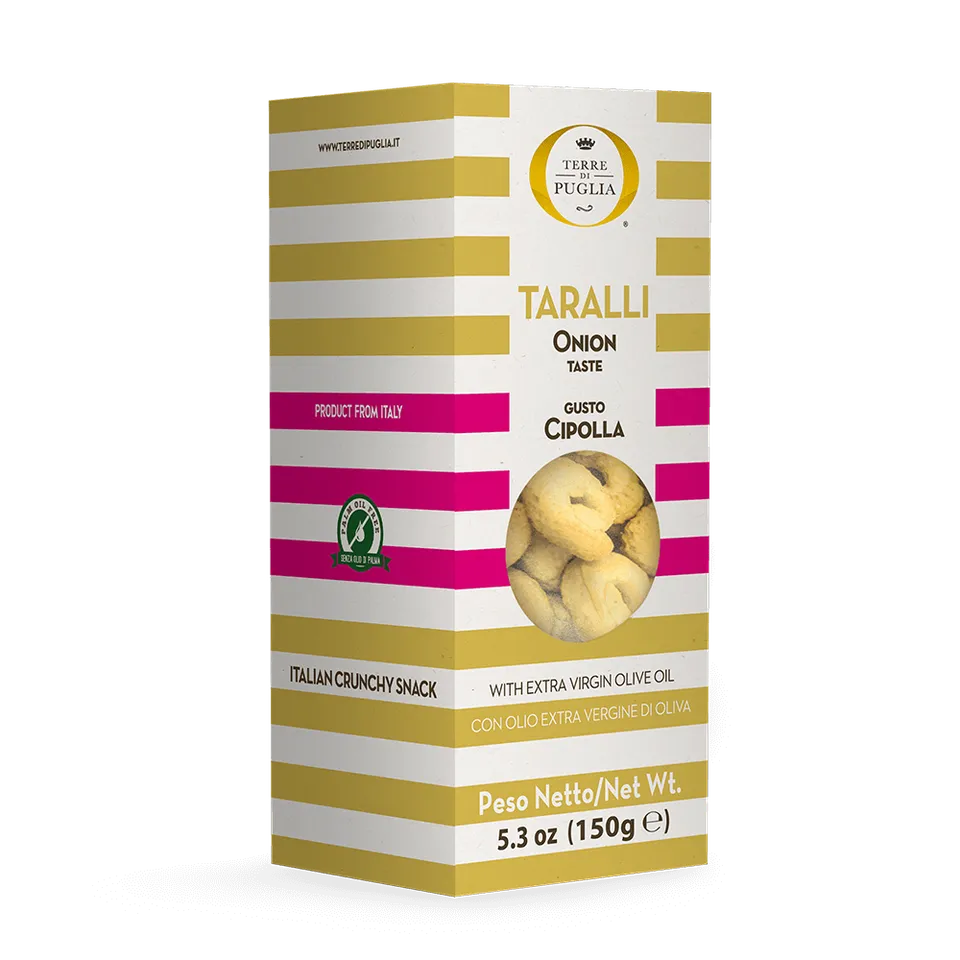 Terre di Puglia Taralli Gourmet cipolla box taralli 150g