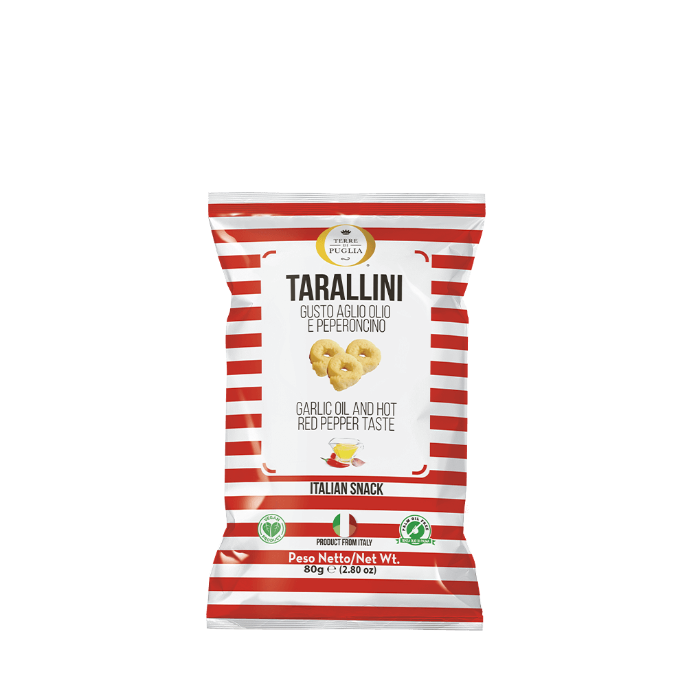Terre di Puglia Millerighe Tarallini 80g Aglio Olio e Peperoncino