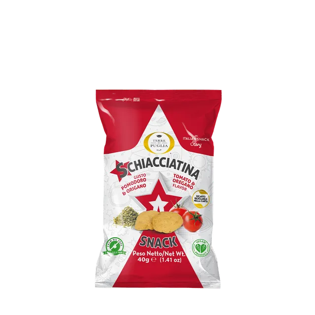 Terre di Puglia Schiacciatina Snack Pomodoro Origano 40g 50pz
