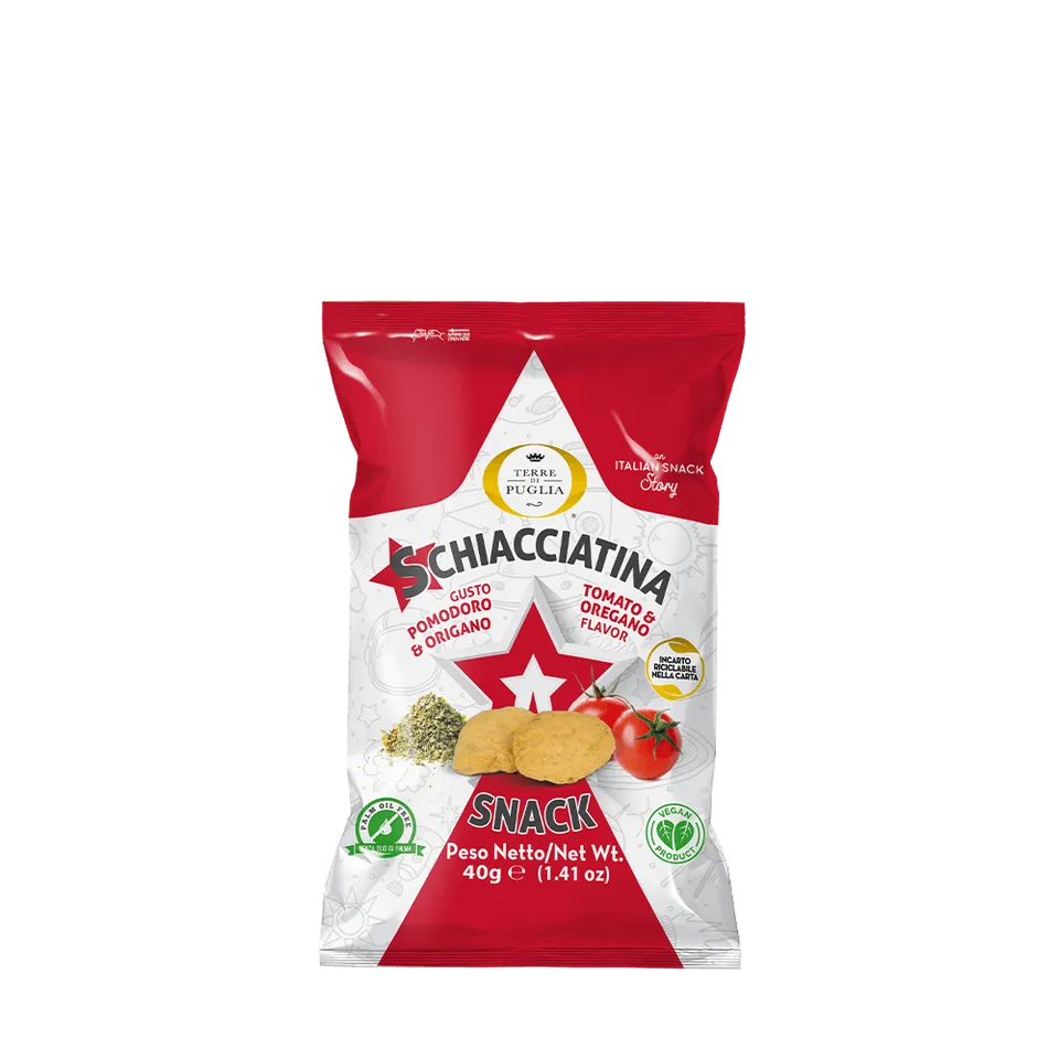 Terre di Puglia Schiacciatina Snack Pomodoro Origano 40g 50pz