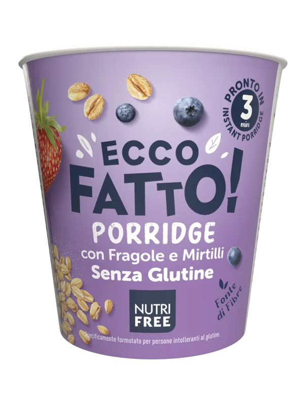Nutrifree Instant Cup Porridge Fragola e Mirtilli