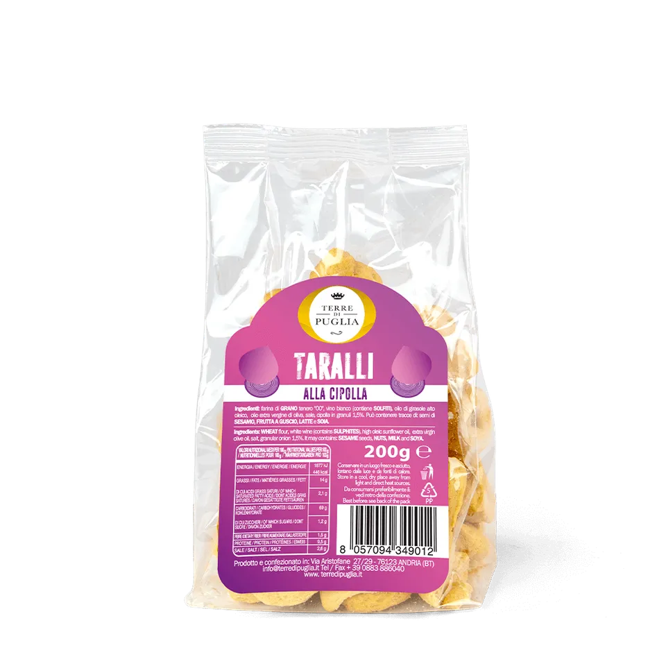 Terre di Puglia Tradizione Taralli gusto Cipolla 200g al forno