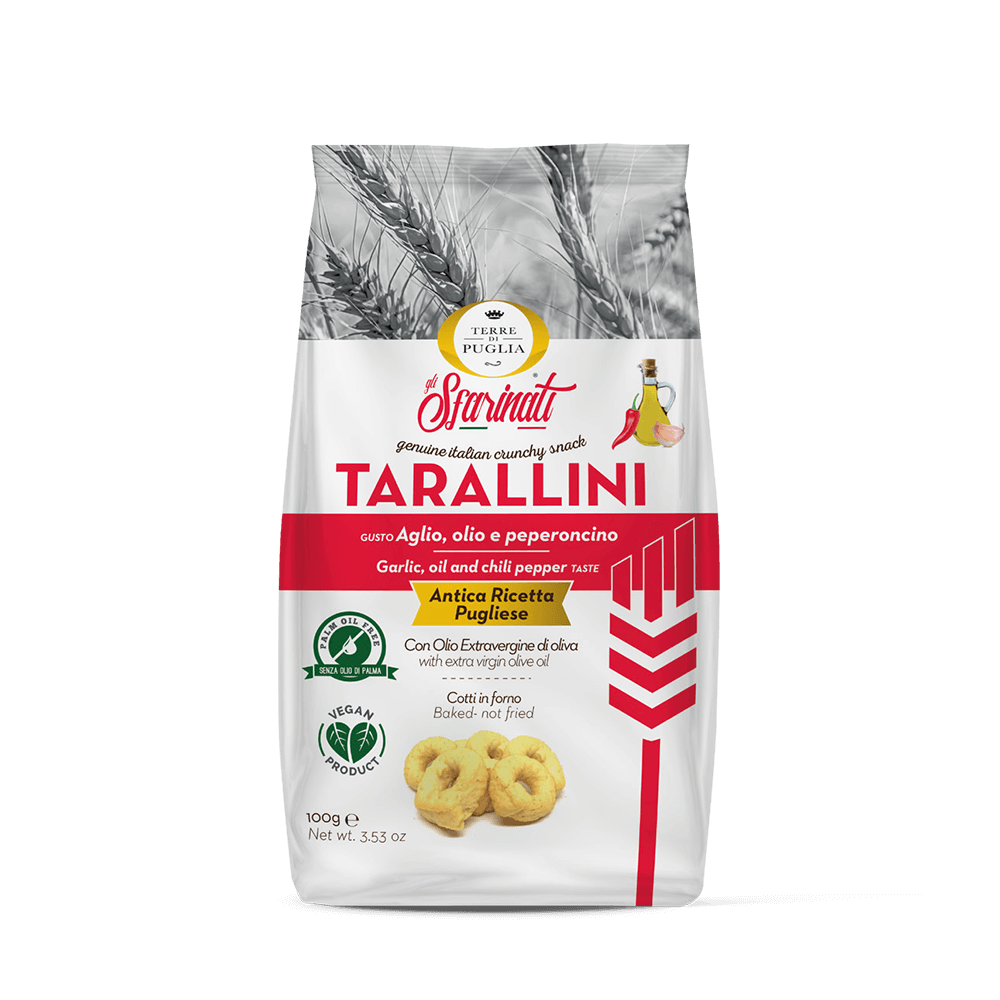 Terre di Puglia Sfarinati Taralli Aglio Olio e Peperoncino 100g