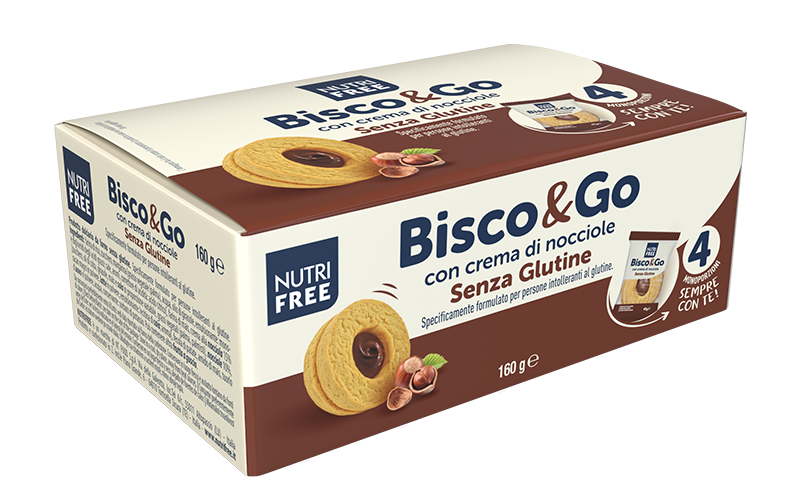 Nutrifree Merende e snack Bisco&Go nocciola box 4 pezzi