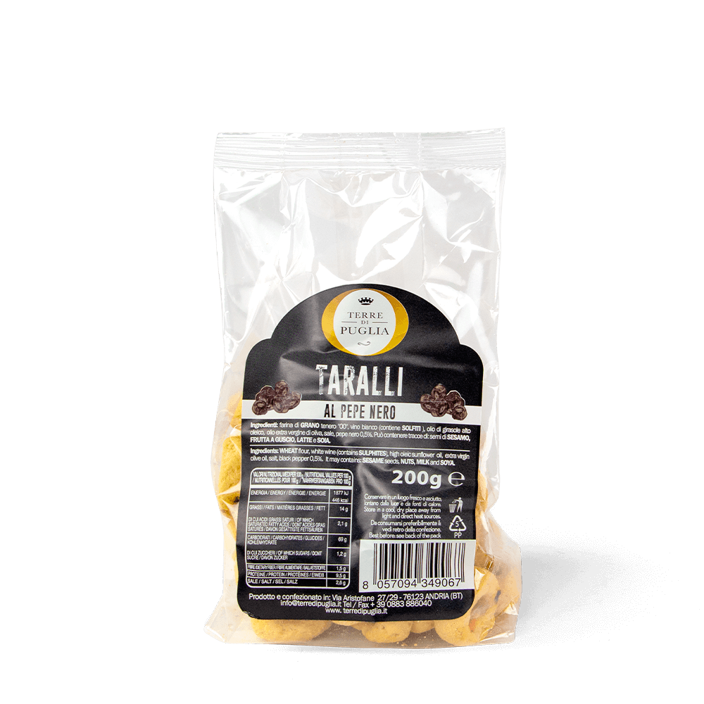 Terre di Puglia Tradizione Taralli 200g Pepe Nero