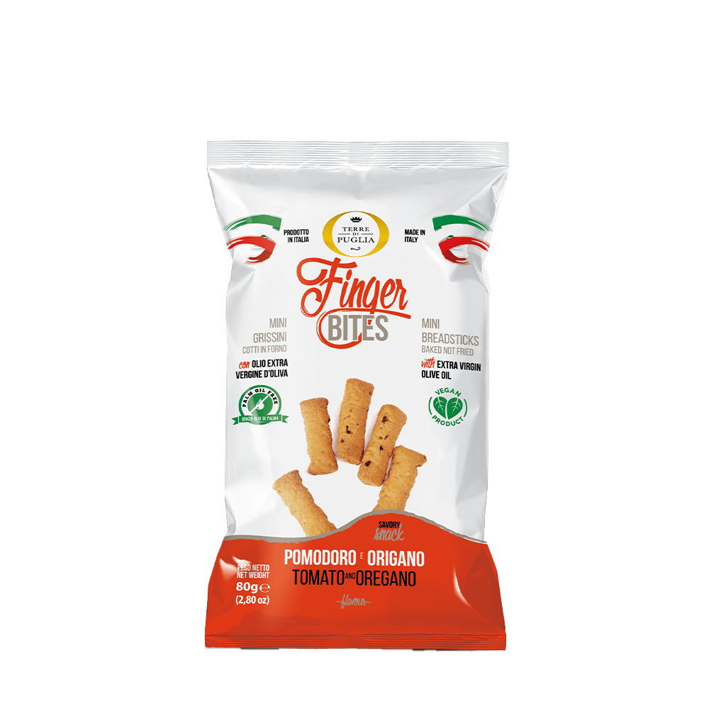 Terre di Puglia Finger Bites snack 80g pomodoro e origano