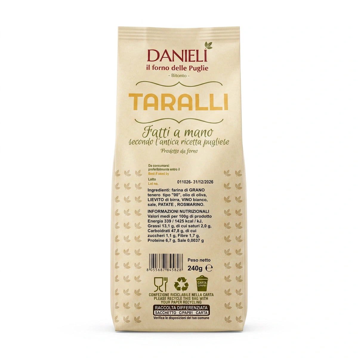 Danieli Taralli Speciali patate e rosmarino taralli 240g