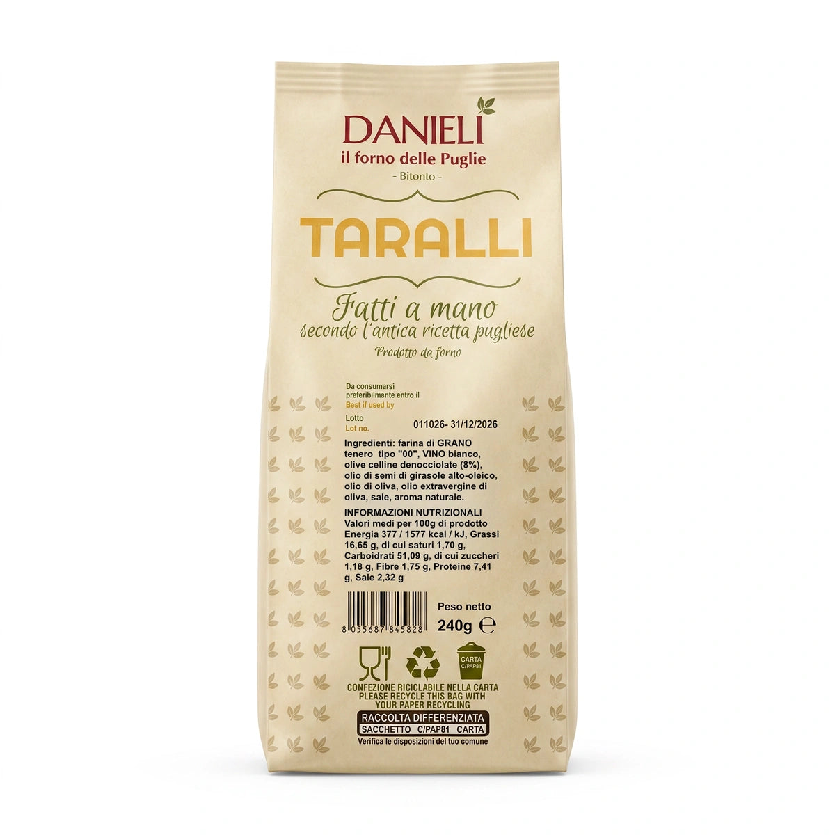 Danieli Taralli Speciali Olive Nere taralli 240g friabili