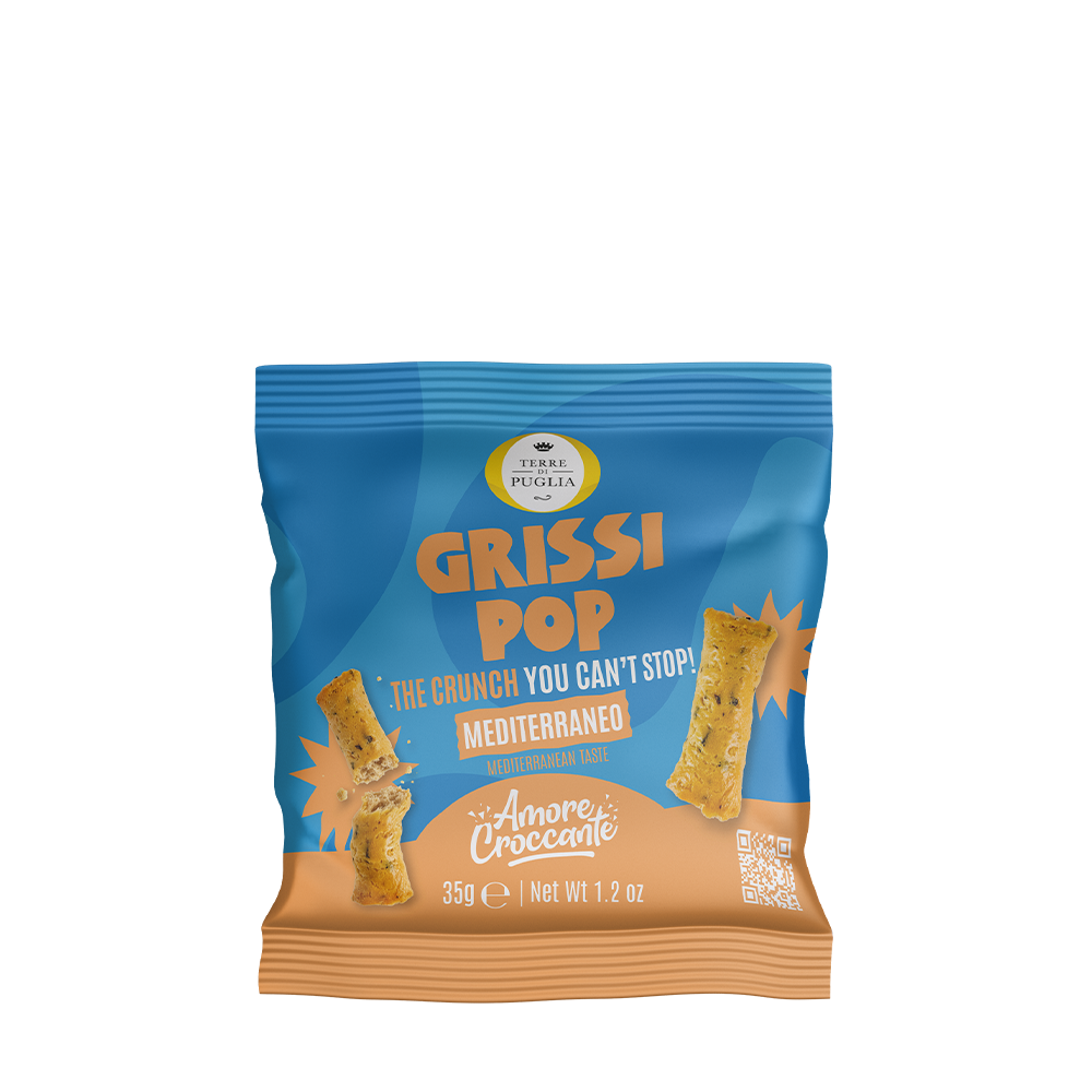 Terre di Puglia Grissi Pop 35g Mediterraneo snack da forno