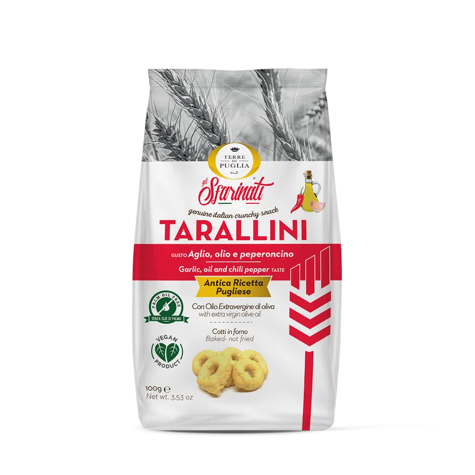 Terre di Puglia Sfarinati Taralli Aglio Olio e Peperoncino 100g