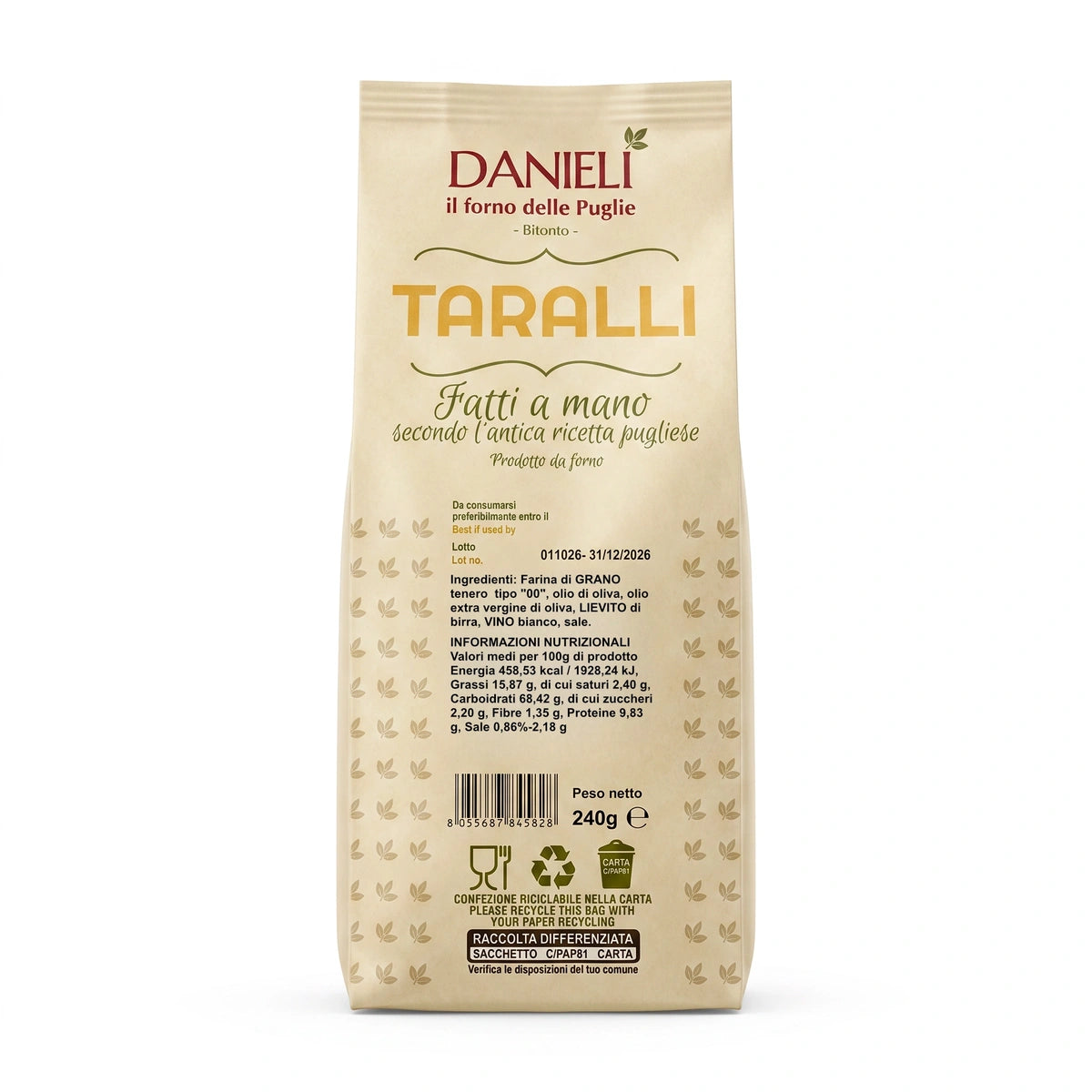 Danieli Taralli Friabili Tradizionali Taralli 240g
