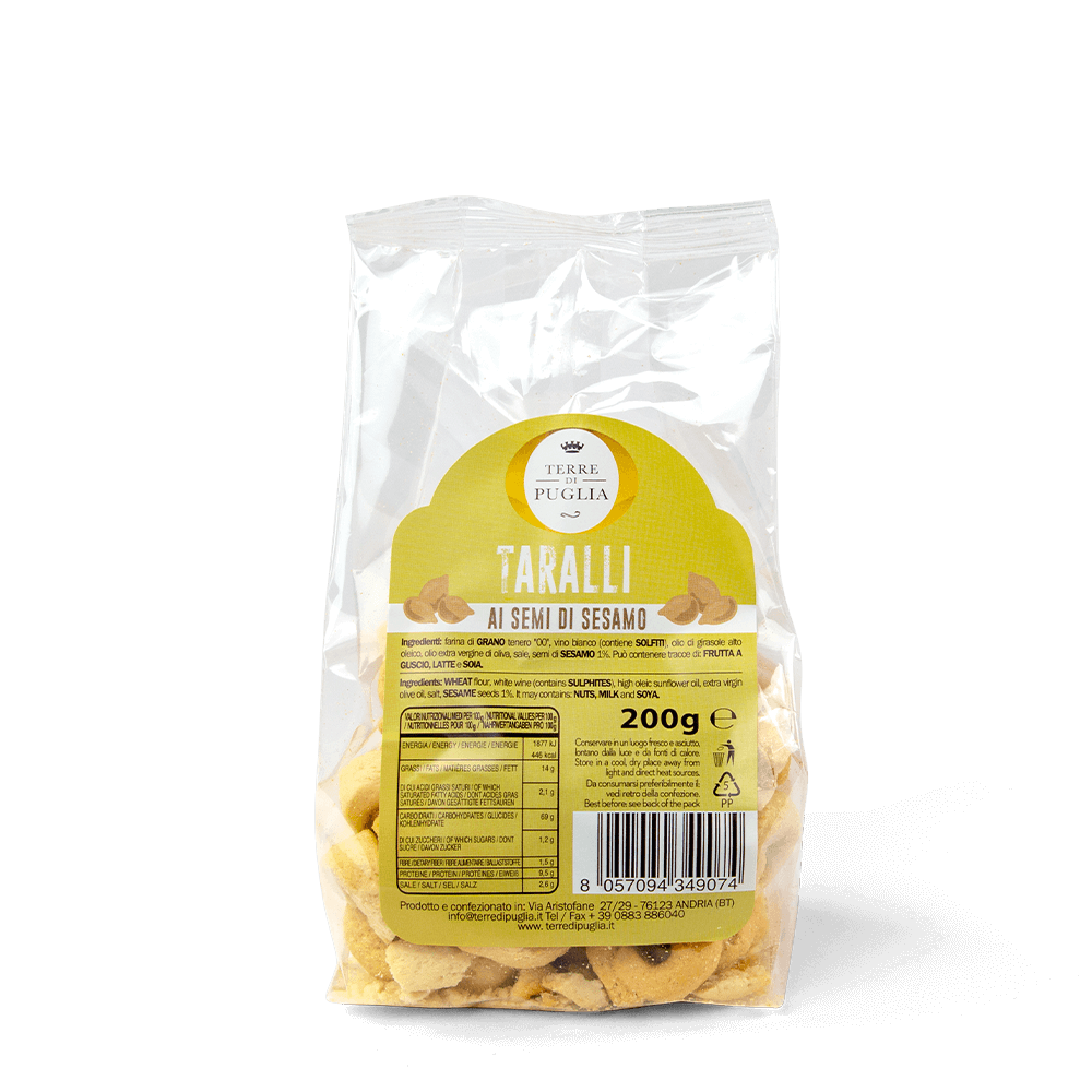 Terre di Puglia Tradizione Taralli Sesamo 200g da forno
