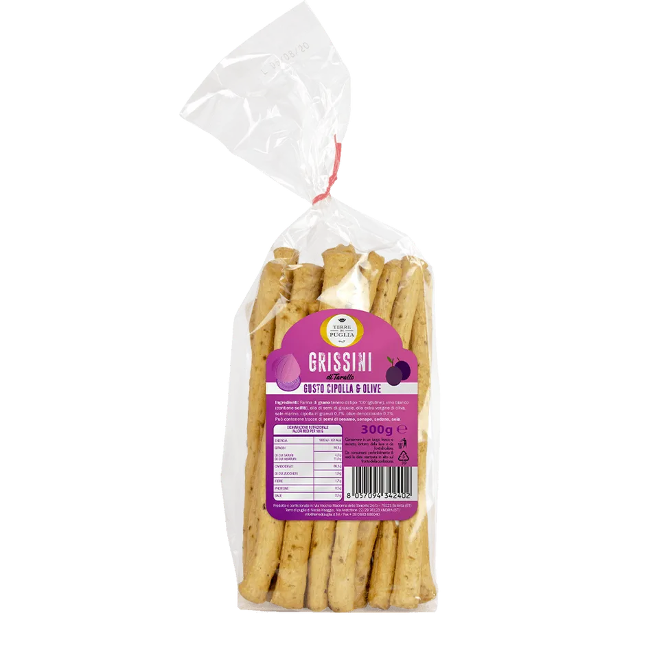 Terre di Puglia Grissini di Tarallo cipolla olive 300g