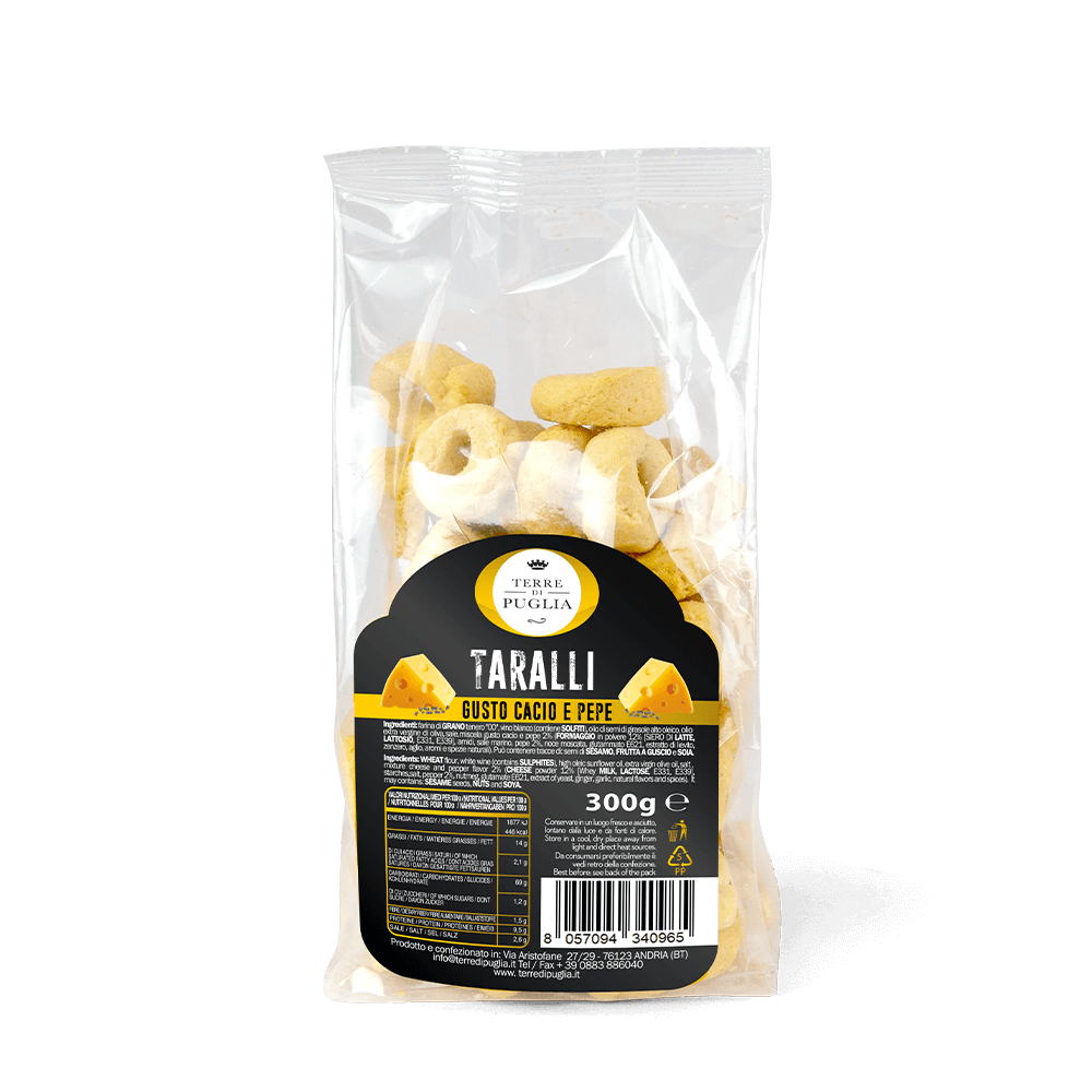 Terre di Puglia Tradizione cacio e pepe taralli 300g