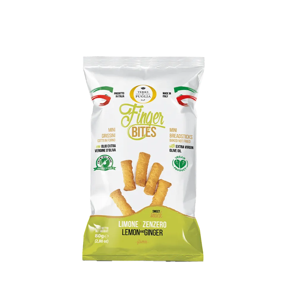 Terre di Puglia Finger Bites Limone Zenzero snack 80g