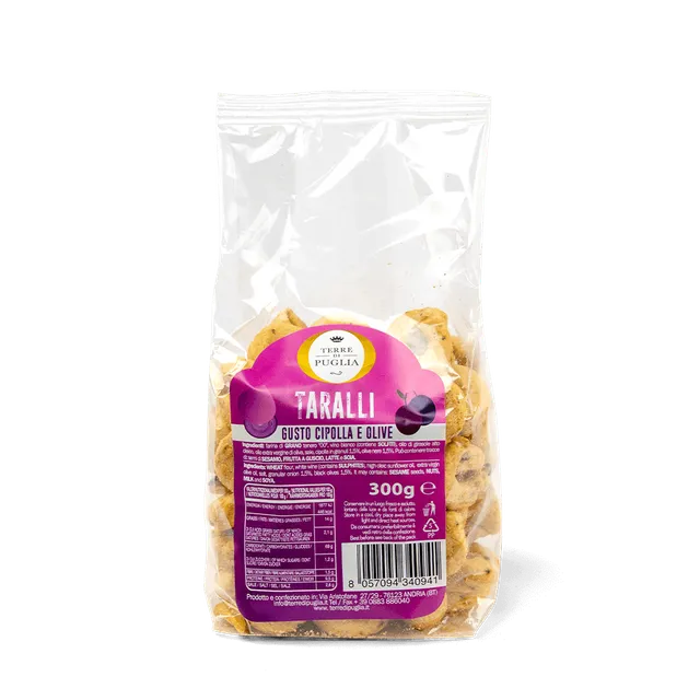 Terre di Puglia Linea Tradizione Taralli Cipolla e Olive 300g