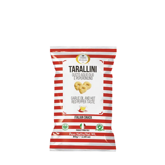 Terre di Puglia Millerighe Tarallini 80g Aglio Olio e Peperoncino
