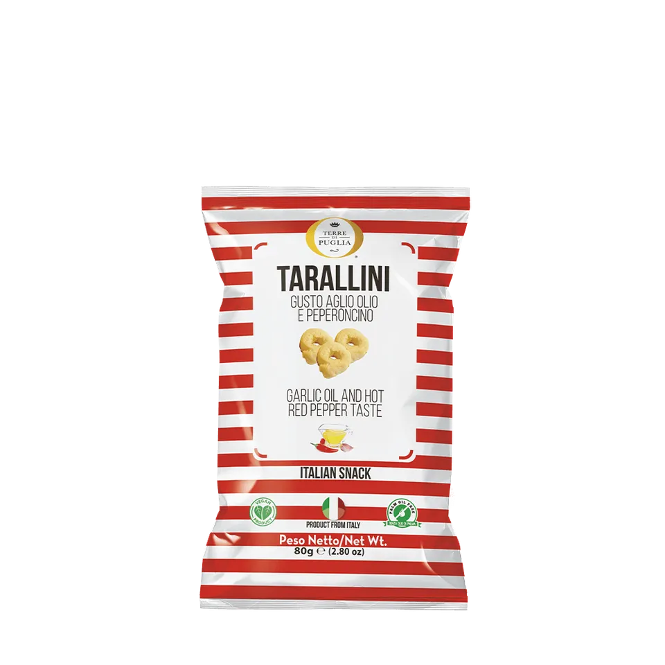 Terre di Puglia Millerighe Tarallini 80g Aglio Olio e Peperoncino
