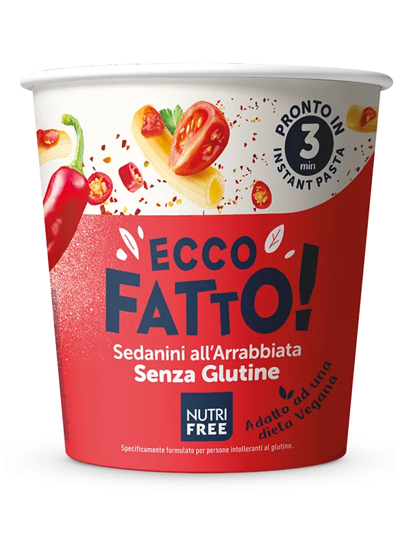 Nutrifree Instant Cup Sedanini Arrabbiata pasta pronta senza glutine