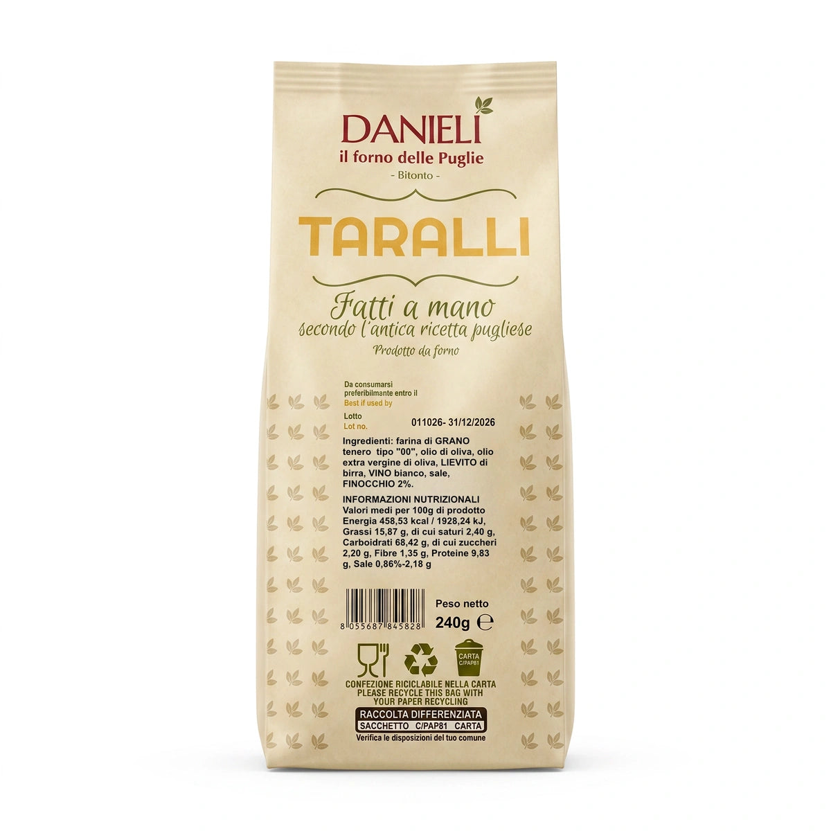 Danieli Taralli Friabili Finocchio taralli 240g al finocchio