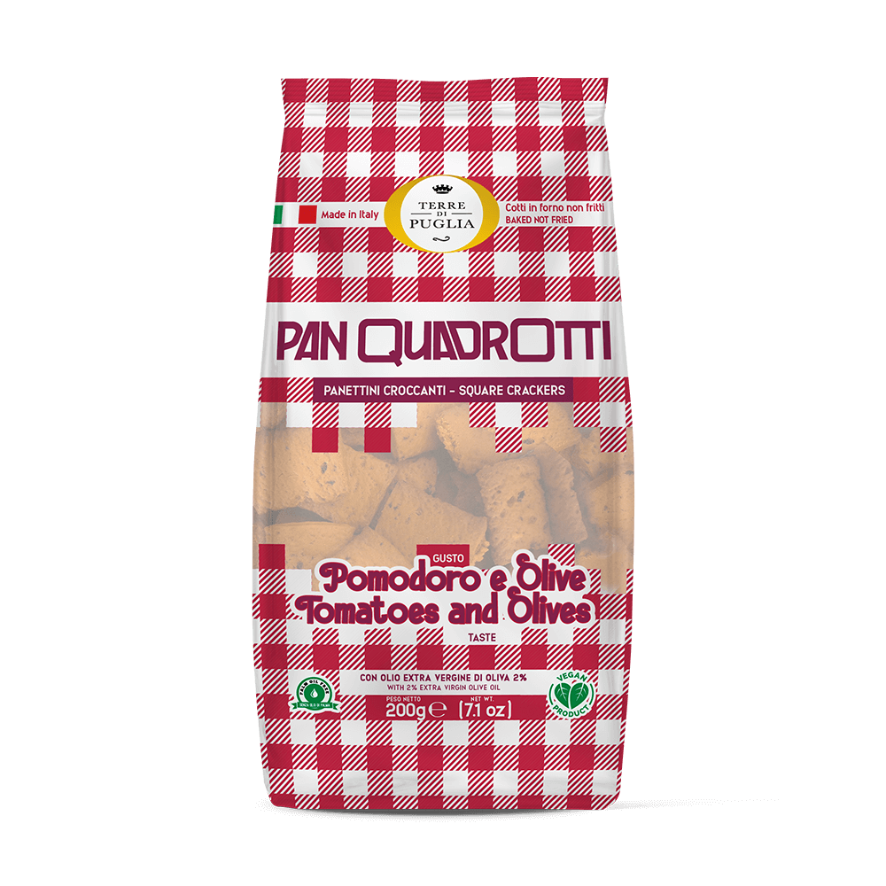 Terre di Puglia Panquadrotti pomodoro e olive taralli 200g forno