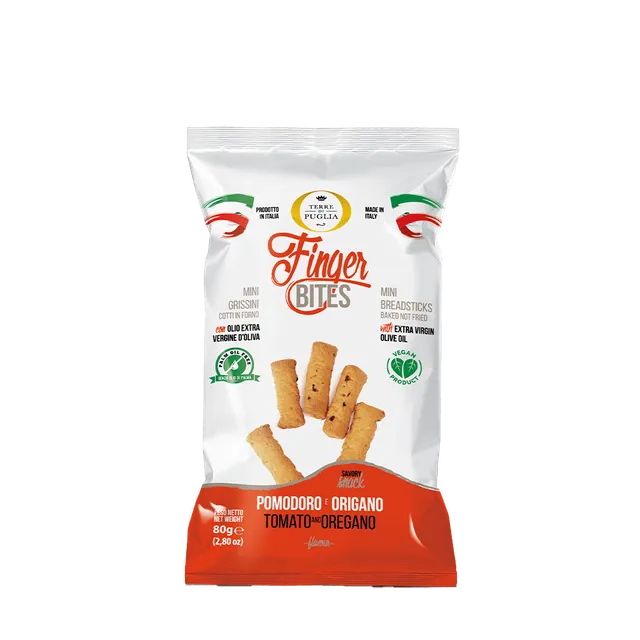 Terre di Puglia Finger Bites snack 80g pomodoro e origano