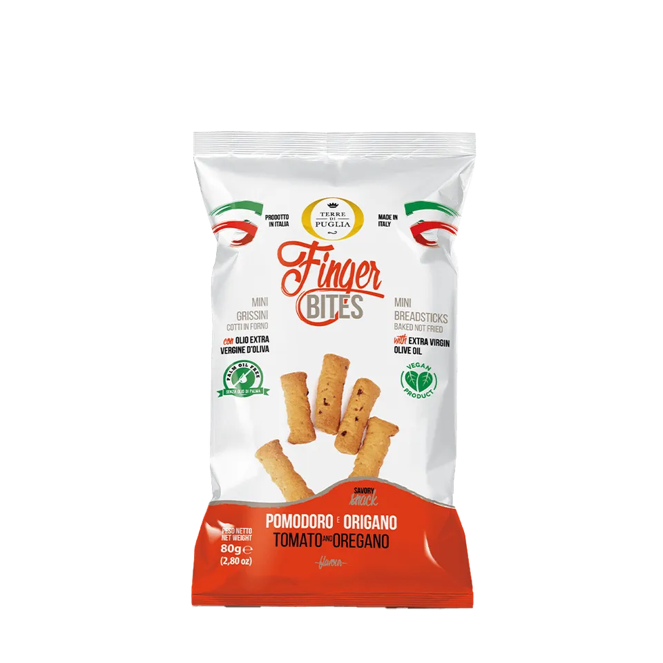 Terre di Puglia Finger Bites snack 80g pomodoro e origano