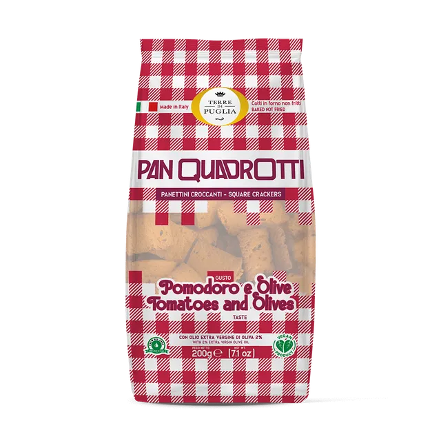 Terre di Puglia Panquadrotti pomodoro e olive taralli 200g forno