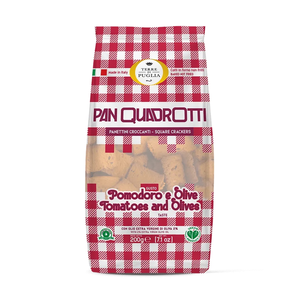 Terre di Puglia Panquadrotti pomodoro e olive taralli 200g forno
