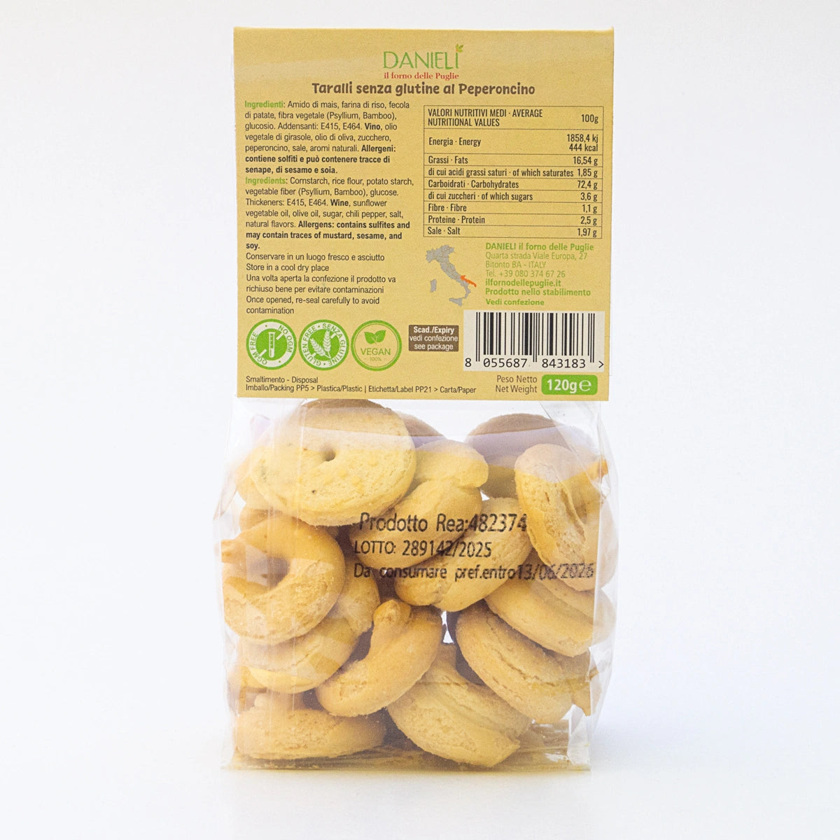 Danieli Taralli Pugliesi Senza Glutine Peperoncino 120g