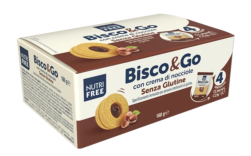 Nutrifree Merende e snack Bisco&Go nocciola box 4 pezzi
