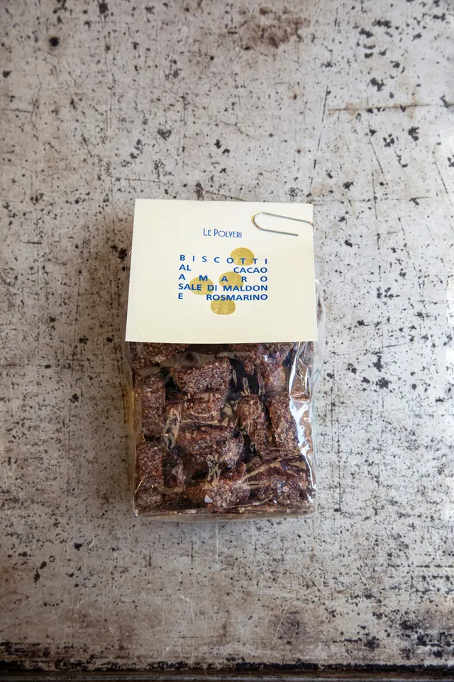Aurora Zancanaro Biscotti cacao amaro rosmarino 170g sale Maldon