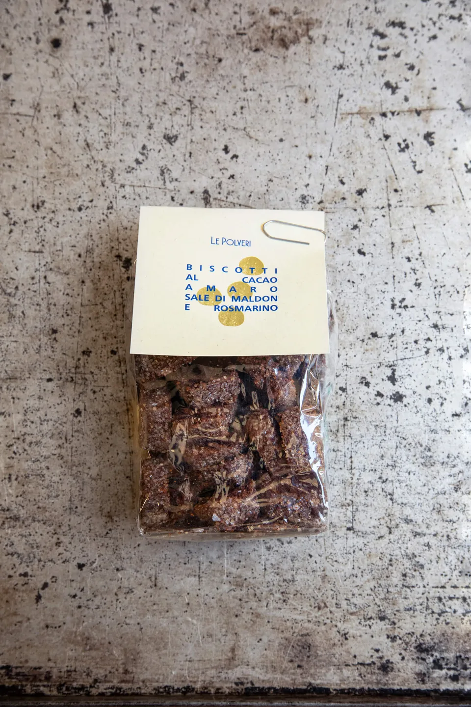 Aurora Zancanaro Biscotti cacao amaro rosmarino 170g sale Maldon
