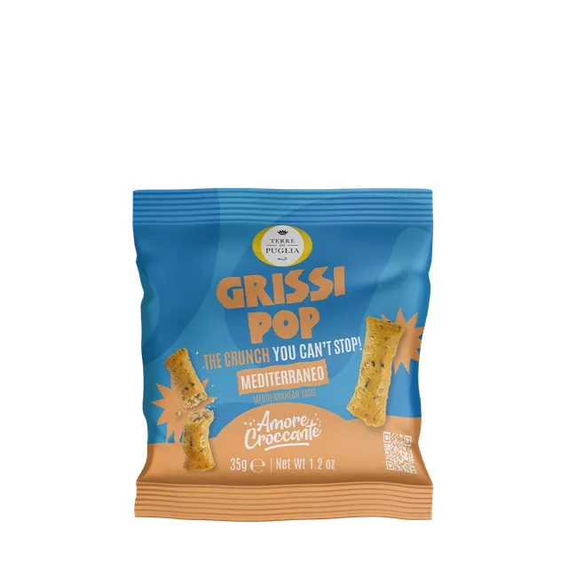 Terre di Puglia Grissi Pop 35g Mediterraneo snack da forno
