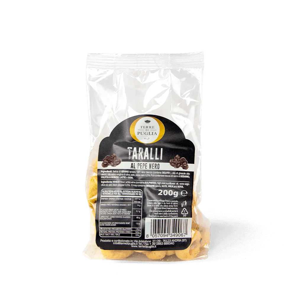 Terre di Puglia Tradizione Taralli 200g Pepe Nero