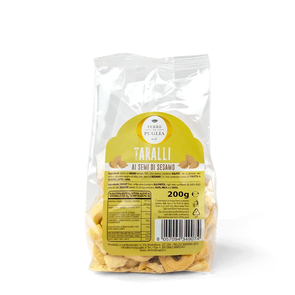 Terre di Puglia Tradizione Taralli Sesamo 200g da forno
