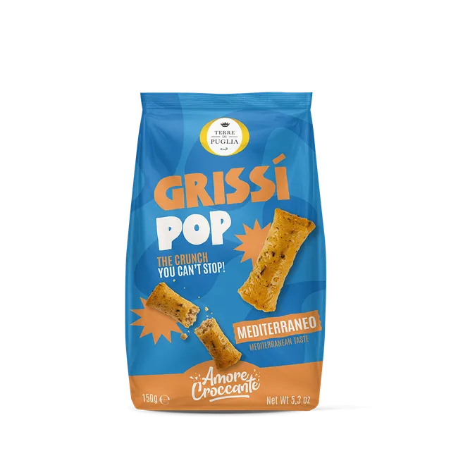 Terre di Puglia Grissi Pop 150g Mediterraneo snack forno