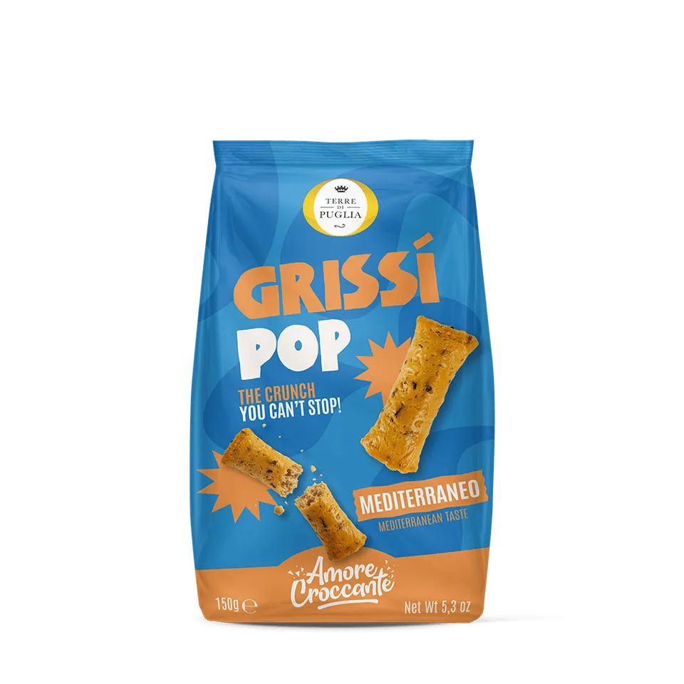 Terre di Puglia Grissi Pop 150g Mediterraneo snack forno