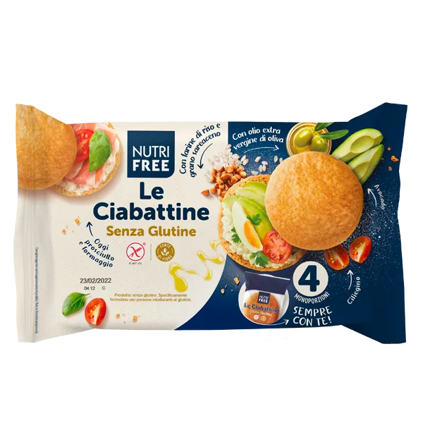 Nutrifree Le Ciabattine panini senza glutine 4 pezzi morbidi
